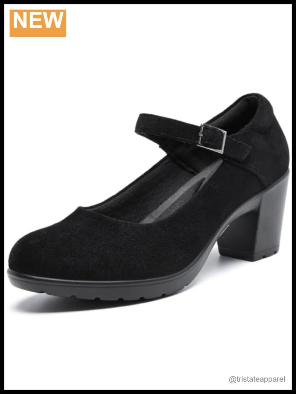 Mary Jane Dress Shoes 7CM Chunky Block Heels Closed Toe Ankle Strap